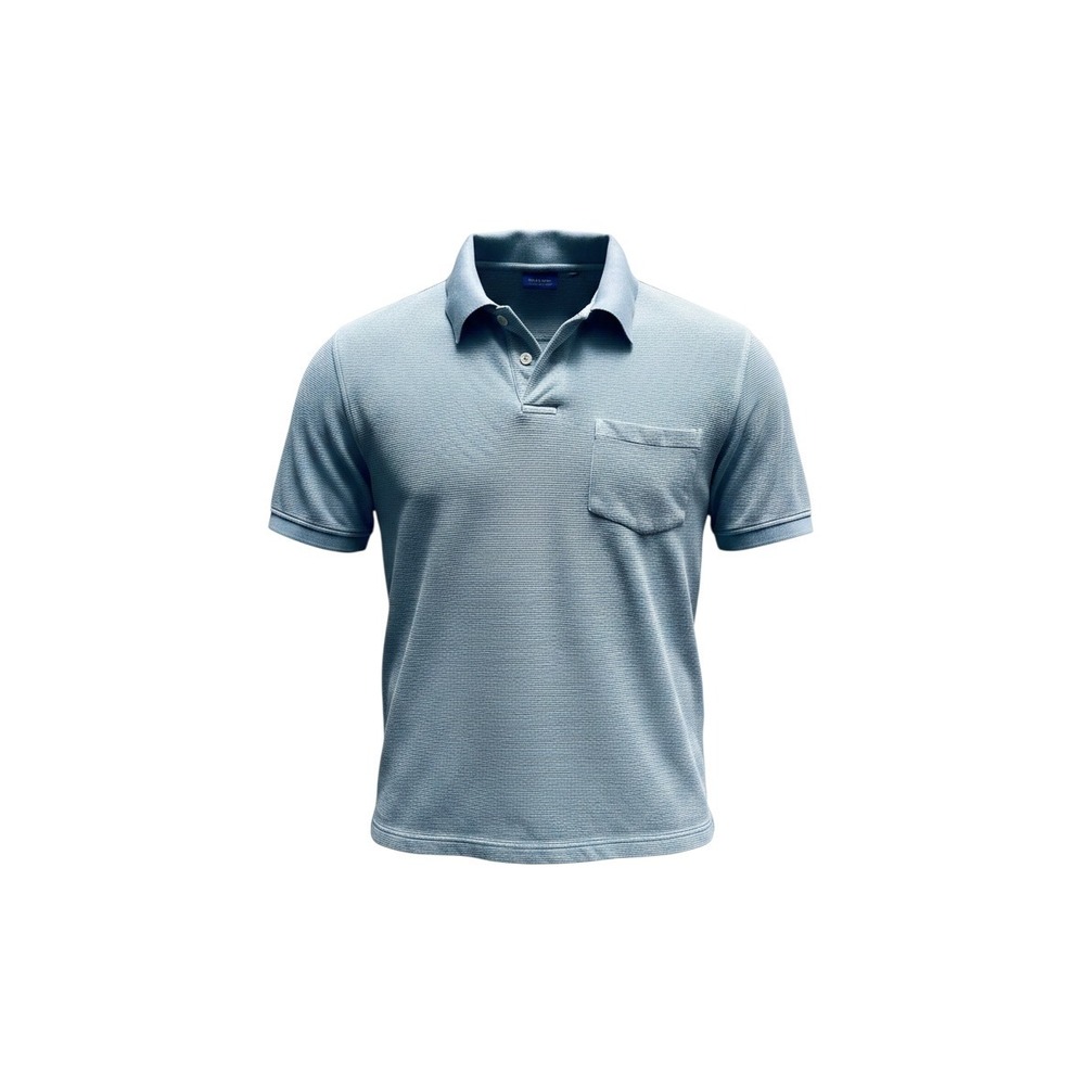 Minimalist Pendleton Polo Shirt Textured Cotton Light Blue M